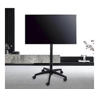 Height Adjustable Floor TV Stand With - Mobile TV Cart with Wheels, for 32-55 Inch Sn TVs, 15° Tilt, 0-90° Unidirectional Rotation