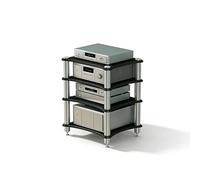 Height Adjustable HIFI Stand for Turntable & AV Ma Sto 1/2/3/4-Tier Wooden Rack with LED Lights o Tower for TV/Printer/Sky Box - White