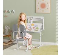 Height Adjustable Kids Desk and Chair Set w/ Tiltable Desktop Drawer AIYAPLAY Grey One Size
