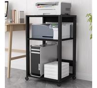 Height Adjustable le Printer Stand - Heavy Du Rolling Cart with 3-Tier Sto Industrial Printer Table for Office & Home Use - Black H35.4/90cm Versatile &