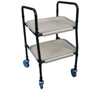 Height Adjustable Meal Trolley - Clip on Trays - Tubular Steel Frame - 850 955mm