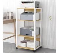 Height Adjustable Mobile Printer Stand, Heavy Duty Rolling Printer Cart with Storage Shelf, Industrial 3-Tier Design for Office and Home