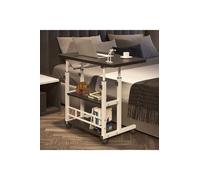 Height Adjustable Mobile Table Overbed Desk with Shelves Living and Home Black One Size