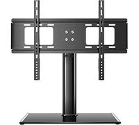 Height Adjustable Modern TV Stand Mount Tempered Glass Base Fits 32-55 Inch Low Profile TVs Ideal for Corner & Bedroom Use Stylish Table Top TV Stand