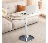 Height Adjustable Oval Lift-Top Coffee Table with Wood and Stone Countertop - Versatile Small Dining End Table and Office Desk with Metal Base for Living Room and Bedroom
