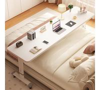 Height Adjustable Over Bed Table with Lockable Wheels, Mobile Nursing Desk for Eating, Working, and Leisure Activities in Bed, 210x60cm