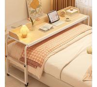 Height Adjustable Over Bed Table with Wheels - Mobile Rolling Desk for King Size Bed - Versatile Home Use, Easy Access, Perfect for Seniors and Patients.