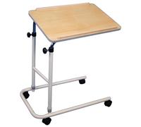 Height Adjustable Overbed Multi Table - Four Castor Wheels - Beech Tabletop