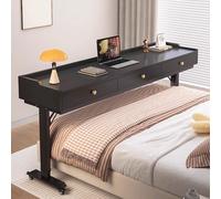 Height Adjustable Overbed Table for Laptop with Drawers, Mobile Bed Desk with 360° Wheels, Home and Hospital Use, Rolling Working Table