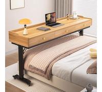 Height Adjustable Overbed Table for Laptop with Drawers, Rolling Bed Desk with 360° Wheels, Mobile Workstation for Home and Hospital Use