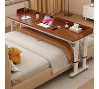 Height Adjustable Overbed Table, Mobile Bed Desk with Lockable Wheels, Over Bed Table for Eating and Working, Crossbed Nursing Table, Portable and Convenient