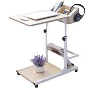 Height Adjustable Overbed Table with Locking Wheels for Eating, Studying, Patient Care at Home