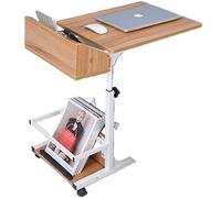 Height Adjustable Overbed Table with Locking Wheels for Eating, Studying, Patient Care at Home
