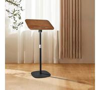 Height Adjustable Portable Conference Podium Stand - Compact Lectern with Angled Surface for Office, School & Church Presentations - Brown, 35in/90cm