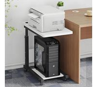 Height Adjustable Printer Stand 2-Tier Mobile Cart with Storage Shelf Heavy Duty Printer Table for Office Home & Classroom - Dark Walnut Finish