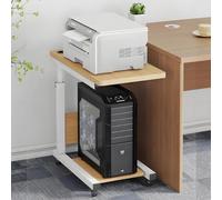 Height Adjustable Printer Stand 2-Tier Mobile Cart with Storage Shelf Heavy Duty Printer Table for Office Home & Classroom - Dark Walnut Finish