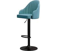Height Adjustable PU Leather Bar Stools, Hydraulic Swivel Chairs with Backrest, Modern Counter Stools for Kitchen & Home, Light Blue, Ergonomic Design, Durable & Stylish
