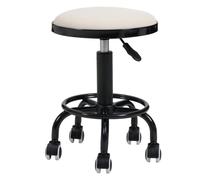 Height-Adjustable PU Leather Round Salon Rolling Stool