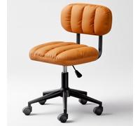 Height Adjustable PU Leather Swivel Drafting Chair - Armless Rolling Stool with Wheels Ergonomic Raised Backrest Ideal for Salon Home Office & Creative Spaces