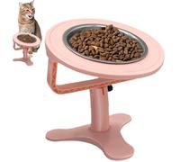 Height Adjustable Raised Feeding Bowl for Cats - 6.14 x 6.14 x 5.91 Inch Dog Stand for Slow Eating, 335G Lightweight ABS Holder, Non-Slip EVA Footrest Ergonomic Tilt Angle SC