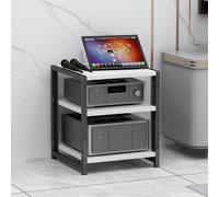 Height-Adjustable Record Player Stand - 3-Tier AV Media Rack Wooden Stereo Component Cabinet Floor-Standing Hi-Fi Tower for Vinyl & Audio Equipment (Natural Finish)