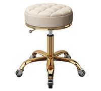 Height Adjustable Rolling Chair - Swivel Beauty Stool for Salons & Offices, Gold Metal Base with 5 Claws & Earth Wheels, Stylish and Functional Bar Stool