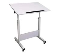 Height Adjustable Rolling Laptop Desk - Overbed & Bedside Table with 4 Wheels Sit Stand Laptop Tray Mobile Side Table for Home Office & Study