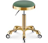 Height Adjustable Rolling Stool - Round Swivel Chair for Office, Salon, Kitchen & Professional Use - Dark Green Work Stool