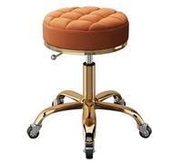 Height Adjustable Rolling Stool - Swivel Beauty Chair for Salons & Offices Gold Metal Base 5 Claw Design Earth Wheels - Stylish and Functional Bar Stool
