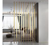 Height Adjustable Room Divider Partition, Floor to Ceiling Metal Slats Privacy Screen, Modern Decorative Panel for Bathroom, Entryway, Balcony, 8 Pieces, 98 inches