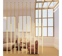 Height Adjustable Room Divider Partition, Floor to Ceiling Metal Slats Privacy Screen, Modern Decorative Panel for Bathroom, Entryway, Balcony, 8 Pieces, 98 inches