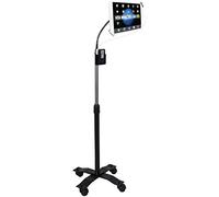 Height-Adjustable, Rotating Floor Stand with Security System, Gooseneck, Attachable Casters for 7-13" Tablets - Including iPad Pro, Mini