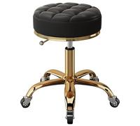 Height Adjustable Round Rolling Chair - Metal Steel Base 5 Claws & Earth Wheels Swivel Beauty Stool for Salons & Office Stylish Bar Stool
