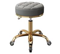 Height Adjustable Round Rolling Chair - Swivel Beauty Stool for Salons & Offices Gold Metal Base 5 Claw Design Stylish Ergonomic Bar Stool with Earth Wheels