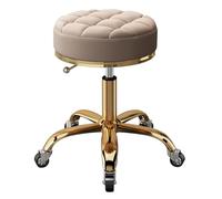 Height Adjustable Round Rolling Chair - Swivel Beauty Stool for Salons & Offices Gold Metal Base Durable 5-Claw Design Smooth-Glide Earth Wheels