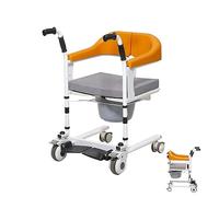Height Adjustable Shower Commode Wheelchair, 4-in-1 Transfer Chair with Detachable Bucket and Waterproof Materials for Elderly and Disabled Individuals