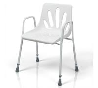 Height Adjustable Stackable Shower Chair - Stable Shower Seat with Arms & Back - Non Slip Bath Seat for Elderly & Disabled - Comfortable Shower Chair to Sit on in Shower (160 kg Max)