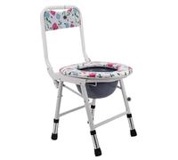 Height Adjustable Stacking Commode Chair, Foldable Portable Non-Slip Bedside Commode Chair,Shower Chair for Elderly and Disabled(White)