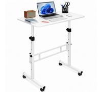 Height Adjustable Standing Desk 80X40Cm Mobile Small Desk Portable Home Office White