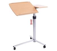 Height Adjustable Standing Desk, Mobile Sit Stand Office Table, Portable Tiltable Podium with Rollers, Double Panel Design for Home or Office Use