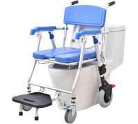 Height Adjustable Toilet Wheelchair with Removable Bucket | Wheelchair Shower Disabled Elderly Shower Chair With Soft Cushion