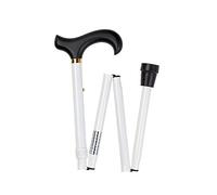 Height Adjustable White Blind Cane with Black Derby Handle