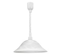 Height Adjustable White Pendant Ceiling Light With Alabaster Shade For E27 Bulb