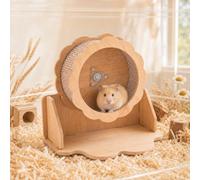 Height-Adjustable Wooden Hamster Wheel for Dwarf Hamsters, Mice & Gerbils
