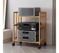 Height AdjustableRack &Media Stand Wood Audio Tower for Gaming & Stereo Corner TV Stand & CD Rack Stylish Home Entertainment Furniture (W 20xH 62in)