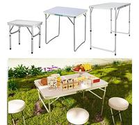 Height Camping Table Lightweight Aluminum Portable Folding Table with Carry Handle 2 Height Levels (67 37 cm) Easy to Transport 90 x 60 x 67 cm
