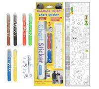 Height Chart - Growth Chart - Doodling Height Measuring Sticker Decorative Growth Wall Sticker For Nursery, Kids Bedroom, Classroom, Playroom, Fun And Interactive Child Growing trackerr For Home Déco