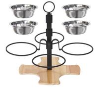 Height Elevated Dog Bowl Stand with Splash-Proof Bowls, Stable Base for Eating & Easy Quadruple Bowl Pet Feeders ABS
