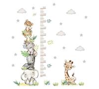 Height Growth Chart for Children, 50-150cm Self-Adhesive Forest Animals Wall Sticker Removable Waterproof Nursery Wall Stickers Animal Jungle Giraffe Elephant Wall Decals Measure Stickers