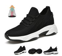 Height Increasing Sneakers for Men & Women, 4/6/8/10cm Invisible Height Shoes, Outdoor Comfortable Non-Slip Breathable Mesh Lightweight Daily Casual Running Sneakers(Black-10cm,10 UK)